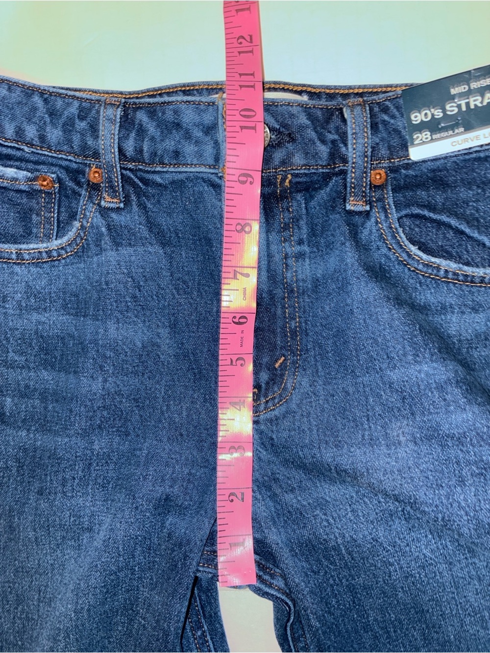 Abercrombie & Fitch 28R Dark Blue Mid Rise (90'sStraight style) Jeans Curve Love - Picture 7 of 16